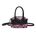 Sac coquille rose et noir motif serpent avec poignées et bandoulière amovible - Rouge Rose