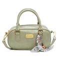 Light green retro bowling handbag with shiny finish and adjustable shoulder strap - Green