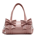 Rosa Zylindertasche mit dekorativen Schleifen und verstellbarem Schultergurt - Rosa
