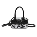 Sac à main chic en motif serpent noir et blanc avec poignée et bandoulière en cuir noir - Blanc