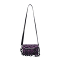 Retro purple leopard print pillow bag with matte black chain and silver zipper detail - Purple