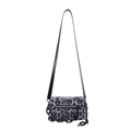 Retro leopard print pillow bag with black chain detail and adjustable crossbody strap - Black