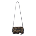 Vintage leopard print crossbody bag with black leather strap and acrylic chain detail - Yellow