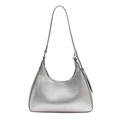 Silberne Metallic-Hobo-Tasche mit Knitteroptik und verstellbarem Schultergurt - Silber