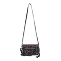 Leopard print pillow bag featuring a chunky black chain strap and adjustable belt - Tan