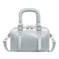 Sac Boston bleu clair élégant avec texture cuir de qualité et bandoulière réglable - Bleu