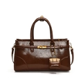 Elegant brown oil-wax leather handbag with gold metal hardware and mini bag charm - Brown With Matching Mini Pouch Charm