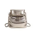 Mini-Tasche mit Metallic-Finish, Vintage-Bügelverschluss und zarter Metallkette - Silber