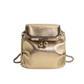 Mini Umhängetasche in Champagner-Gold mit Plissee-Struktur und Kiss-Lock-Kette - Gold