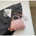 Pink leather Boston handbag with CHOE 3ND embossed logo and adjustable strap - Pink (No Charm)