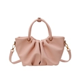 Borsa a secchiello rosa in pelle plissettata con trama a grana e manico rotondo - Rosa