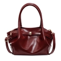 Bolso tote granate de cuero encerado con hebilla dorada y textura plisada para mujer - Burdeos