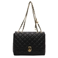 Klassische schwarze Stepptasche mit goldener Kette und kleinem Metallkugel-Detail - Schwarz