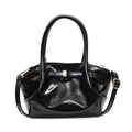 Bolso tote negro brillante con hebilla dorada y correa de hombro ajustable - Negro