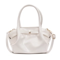 Elegante bolso tote de piel plisada blanco crema con hebilla dorada y bandolera - Blanco Roto