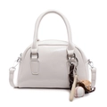 Chic cream white bowling bag with baseball charms and adjustable crossbody strap - With Baseball Pendant / Off White