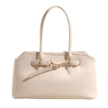 Sac coquille crème élégant avec ferrures dorées et bretelles minimalistes en cuir - Sans Pendentif / Blanc