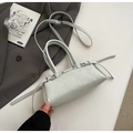 Mint green leather Boston bag with slim handles and silver hardware for women - Blue (Without Charm)