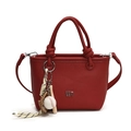 Rote Leder Beuteltasche mit Baseball Anhänger, stilvolle Henkeltasche Umhängetasche für Damen - Mit Anhänger / Rot