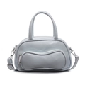 Sac à bandoulière en cuir bleu clair, sacoche tendance coussin avec poche zippée avant. - Bleu