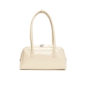 Bolso de hombro crema elegante en cuero PU con cremallera plateada y logotipo de Shiyu - Blanco