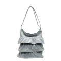 Hellblaue Stofftasche mit Rüschen und verstellbarem Riemen für Damen Mode - Blau