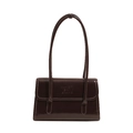 Minimalist dark brown glossy underarm envelope bag with adjustable shoulder strap - With Pendant / Coffee