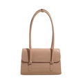 Elegant beige rectangular shoulder bag for women with Muheti Shi Shang embossed logo - Khaki - Without Pendant