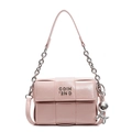 Sac carré en cuir tressé rose avec chaîne argentée et breloque chien ballon - Rose + Charme de Chien Ballon
