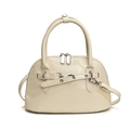 Elegante borsa a tracolla beige a conchiglia con manico superiore e fibbia in metallo - Bianco
