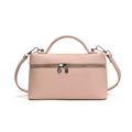 Elegant pink textured PU leather handbag with top handle and silver hardware zipper. - Pink