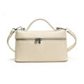 Bolso de mano minimalista en cuero PU crema con correa ajustable - Blanco Roto