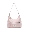 Sac à épaule tendance en cuir souple rose clair avec fermetures éclair argentées - Rose