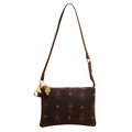 Dark coffee fashion tote bag with cartoon rabbit print and gold charm detail - Small / Brown
