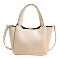 Retro PU Leder Eimer Tasche stylische Handtasche Freizeit vielseitige Umhaengetasche. - Mit Anhänger / Weiß