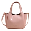 Rosafarbene minimalistische PU-Leder-Eimertasche mit Doppelgriffen und Golddetails - Mit Anhänger / Rosa