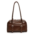 Braune Schultertasche aus Ölwachs-Leder für Damen, trendige Achsel-Kissentasche mit zwei Trägern. - Braun