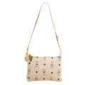 Beige tote bag with brown MUHETI letter print and golden zipper charm - Small / Off White