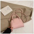 Pink lychee pattern women crossbody shell bag, cute top handle tote purse for daily outfit. - No Pendant / Pink