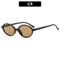 Occhiali da sole ovali vintage C4 con montatura nera e lenti color ambra - Montatura Nera Lenti Tè