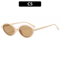 Retro ovale Brille mit beigefarbenem C5-Rahmen und braunen Gläsern für Vintage-Look - Cremeweißer Rahmen / Teebraune Gläser