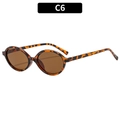 Vintage-Oval-Sonnenbrille mit Schildpatt-Rahmen und dunkelbraunen Gläsern für Stil - Leoparden-Rahmen / Teebraune Gläser