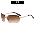 Frameless Y2K sunglasses featuring brown gradient lenses and golden metal frames - Gold Frame Gradient Tea Lens