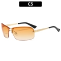 Frameless Y2K sunglasses featuring orange gradient lenses and slim gold metal frames - Gold Frame Double Orange Lens