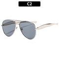 Lunettes de soleil aviateur avec monture en métal argenté et verres gris modèle C2 - Monture Argentée Verres Gris (C2)