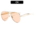 Lunettes de soleil aviateur en métal argenté avec verres ambrés et double pont C4 - Monture Dorée Verres Orange(C4)