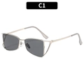 Gafas de sol chic con montura de metal plateado y lentes gris oscuro modelo C1 - Montura Plateada Lente Gris