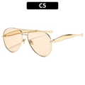 Classic gold aviator sunglasses with gradient amber lenses and double bridge frame C5 - Gold Frame Champagne Lens (C5)
