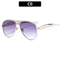 Classic silver metal aviator sunglasses with purple gradient lenses for outdoor fashion - Silver Frame Double Gray Lens(C6)