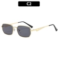 Lunettes de soleil carrées en métal avec monture dorée et verres gris foncé tendance - C2-Monture Dorée Verres Gris